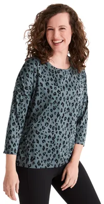 Produktbild von Stooker Women CARLY SPORT Damen T-Shirt Loose Fit 40/42 green leo aop