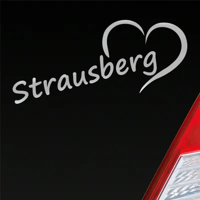 Produktbild von Auto Aufkleber Strausberg Herz Stadt City Love Liebe 19,5x8 cm Silber Sticker Heckscheibenaufkleber