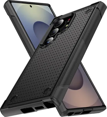Immagine prodotto di Custodia per Samsung Galaxy S25 Ultra, custodia ibrida antiurto in PC rigido e TPU morbido nero