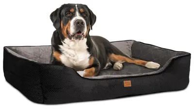 Produktbild von Hundebett Hundekorb Hundekissen 115 x 90 cm Waschbar & Rutschfest Happy MILO XL Schwarz ib style®