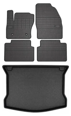 Zdjęcie produktu dla Dywaniki gumowe + mata bagażnika do Ford Kuga MK1 2008-2011 (standardowy bagażnik) – czarne, dopasowane – Wielganizator SolidPRO