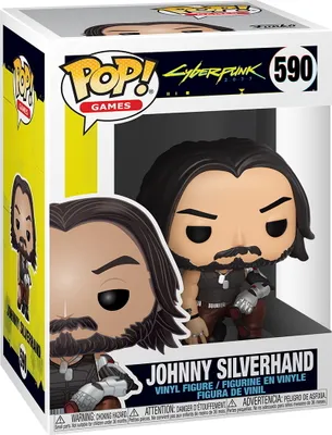 A Funko Pop! vinyl figure of Johnny Silverhand from Cyberpunk 2077, displayed in its original packaging.