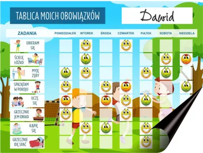 Produktbild von Magnetische Aufgabentafel für den Kühlschrank. Aufgabenplaner für Kinder + Smileys