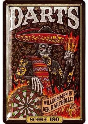 Produktbild von LANOLU Retro Blechschild Dart, Bar, Kneipen und Partykeller Dekoration, Irish Pub Deko Geschenk Männer, Darts Metallschild 20x30cm