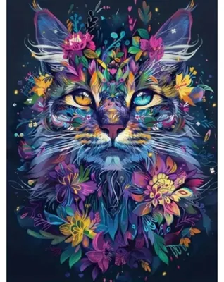 Produktbild von NORIMPEX Diamond Katzenporträ t mit kleinem Blumenmuster, 30 x 40 cm