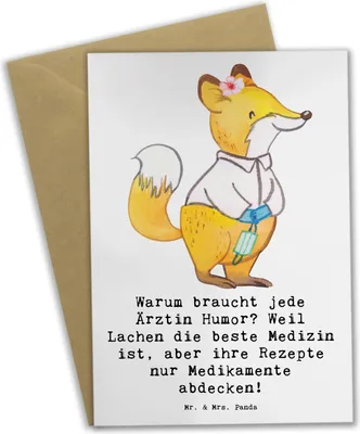Produktbild von Mr. & Mrs. Panda Glückwunschkarte Humorvolle Ärztin - Weiß - Geschenk, Berufe, Engagement, kommunionskarte, Inspiration, personalisierte Geschenke, Beruf, Lächeln