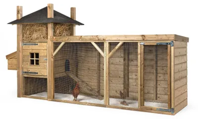 Produktbild von Fatmoose Hühnerstall Henhouse Haven aus Holz mit Auslauf - 330x110x190 cm