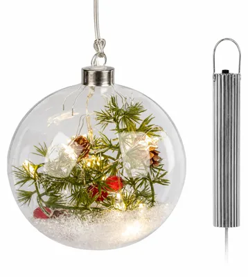 Produktbild von formano LED Hänge Weihnachtskugel 15 cm Glas Timer 6h/18h Weihnachtsdeko