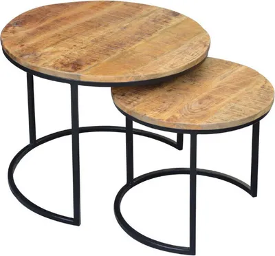 Produktbild von Beistelltisch ELEMENTS 2er Set Mangoholz natur