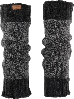 Produktbild von Wollstulpen aus Nepal, Beinstulpen aus Schurwolle Ton in Ton - Anthrazit/grau, Uni, 42*13 cm, Socken & Beinstulpen