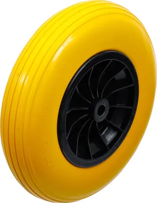 Image de BGS Do it yourself Roue de brouette PU, jaune/noire 400 mm