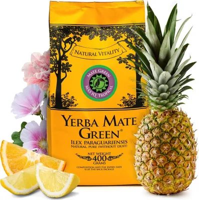 Produktbild von Yerba Mate Mas IQ Tropical 400 g – Grüne Yerba Mate