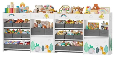 Immagine prodotto di Scaffale per bambini con 10 contenitori, scaffale per giocattoli con libreria, set da 2