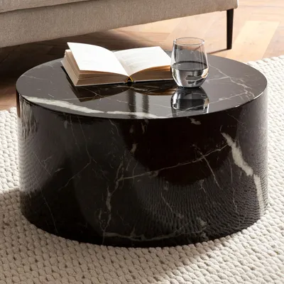 Produktbild von FineBuy Couchtisch MONOBLOC 60x60x30 cm Design Wohnzimmertisch Schwarz Rund Lounge Sofatisch Kaffeetisch Modern