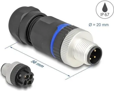 Image de DELOCK M12 Steckverbinder A-kodiert 4 Pin Stecker