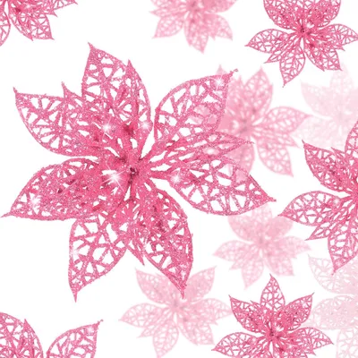 Productafbeelding van BOAO, 24 stuks kerststerren, glitter, kerstboomversiering, kerstbloemen