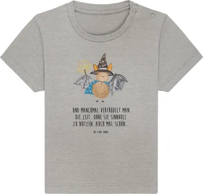 Produktbild von Mr. & Mrs. Panda Babyshirt Fledermaus Zauberer 12. - 18. Monat - Heather Grey - Geschenk, T-Shirt Baby, Reinsteigern, Frauen, Shirt, , Lustige Sprüche, Baumwollshirt