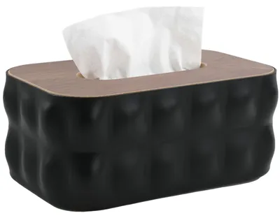 Productafbeelding van Zakdoekendoos - Met bamboe deksel - Dispenser voor badkamer, keuken en woonkamer - 21x13x9 cm
