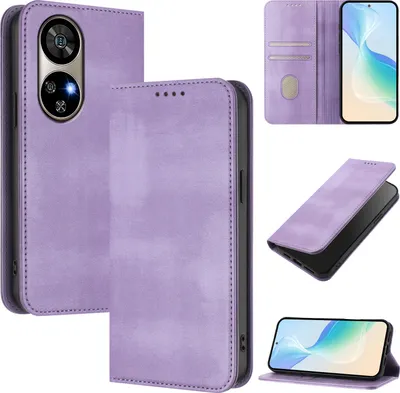 Image de Etui pour Ulefone Note 17 Pro, étui en cuir vintage avec protection RFID, fentes pour cartes, support Violet