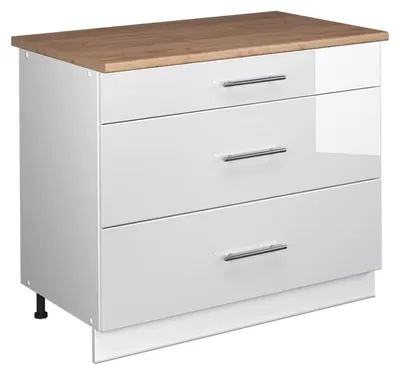 Obrázek produktu pro Spodní skříňka kuchyňské linky Vicco Fame-Line Bílá vysoký lesk/Bílá 100 cm, PD Dub, Model 62001