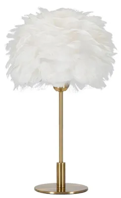 Image de Lampe de table, design sphérique, structure en fer, abat-jour en plastique, dimensions 30x50 cm, finition or et blanc, collection Mauro Ferretti