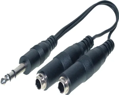 Produktbild von Adapterkabel 6,3mm Klinke Stereo Stecker / 2 x Buchse, ca. 0,2m, Good Connections®