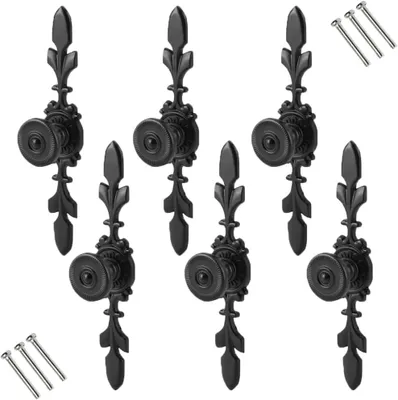 Produktbild von Möbelknöpfe 6 Stück, schwarze Vintage-Stil, Zinklegierung, 120 x 25 mm, für Möbel