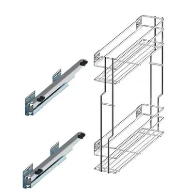Produktbild von Výsuv základnej skrinky 2-úrovňový kuchynský výsuv Výsuv skriniek s mäkkým zatváraním pre skrinky: 150 mm - ľavý