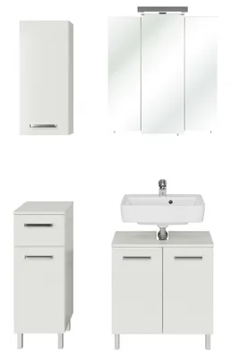 Produktbild von Badmöbel-Set Quickset 312, Pelipal, Waschbeckenunterschrank, Spiegelschrank, Unterschrank, Hängeschrank, Weiß Glanz