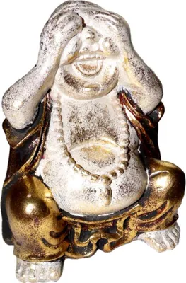 Produktbild von Happy Gold Buddha Statue Lachender Meditation-Buddha Happy Gold Buddha