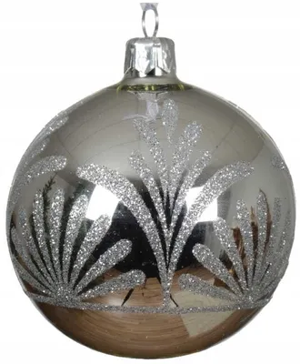 Imagen del producto de Adorno navideño esférico de vidrio, 8 cm, color plateado, 1 unidad.