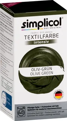 Produktbild von simplicol Textilfarbe intensiv: DIY Färbemittel in 23 Farben inkl. Farb-Fixierer, Farbe:Oliv-Grün (1814), Größe:1er Pack