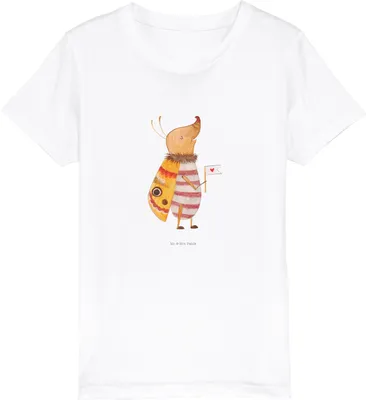 Produktbild von Mr. & Mrs. Panda Kleinkinder T-Shirt Nachtfalter Fähnchen 5-6 Jahre (110/116) - Weiß - Geschenk, Süß, Kinder-T-Shirt, Baumwolle Kinder, Kindershirt, Lustige Sprüche, für