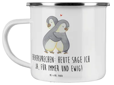 Produktbild von Mr. & Mrs. Panda Teetasse Eheversprechen für immer - Weiß - Geschenk, unvergesslich, Heiraten, Pott, Geschenke, becher emaille, Liebe, und Hingabe, Heirat, Teebecher