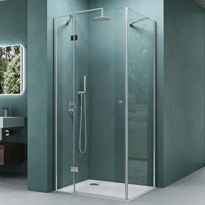 Produktbild von Duschkabine Eckeinstieg 80x80x190cm mit Drehtür | Eckdusche Duschabtrennung in Klarglas, 6mm ESG-Sicherheitsglas, mit 2 Stabilisationsstangen Ravenna05K