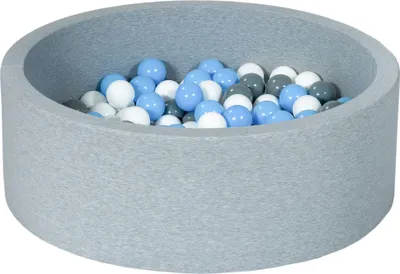 Image de Piscine à balles aire de jeux + 150 balles blanc, gris, bleu clair
