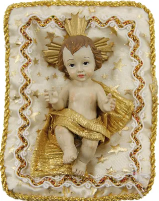 Produktbild von Heiligenfigur Jesuskind auf Kissen creme 9x11,5 cm Polyresin Deko
