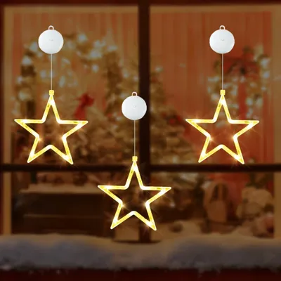 Fensterleuchte mit Saugnapf, 20 cm, warmweiß, batteriebetrieben, 30 LEDs
