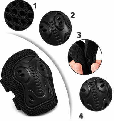 Produktbild von Kinder-Schutzausrüstung 6-teilig: Knie, Ellbogen, Handgelenke, Schwarz