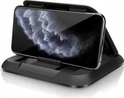 Image de Support pour téléphone portable de voiture Tableau de bord antidérapant réglable en carbone