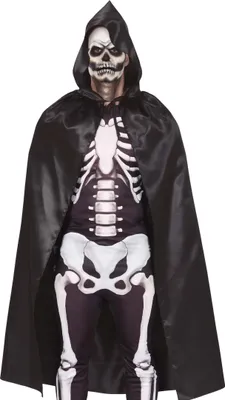 Produktbild von Schwarzer Umhang mit Kapuze, Vampirhexe, Halloween, 120 cm
