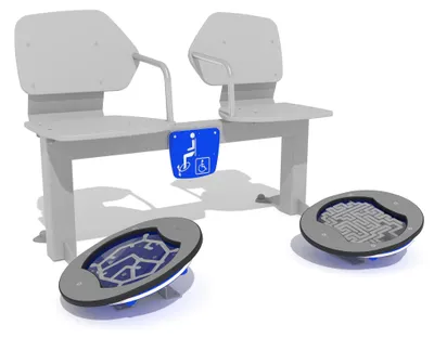 Produktbild von Agapito Outdoor-Fitnessgerät "Sitzbank mit Drehscheiben"