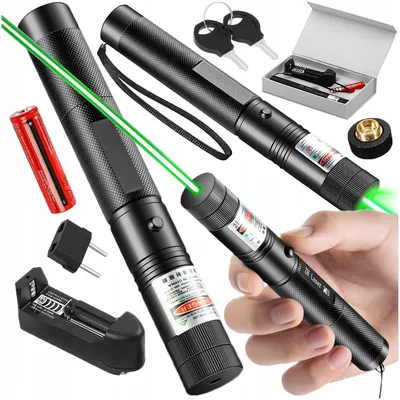 Zdjęcie produktu dla Mocny Zielony Wskaźnik Laserowy Z Akumulatorem I Soczewką Gwiaździstą, Zasięg 90 Km