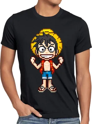 Produktbild von style3 Pixel Luffy Herren T-Shirt strohhut pirat one