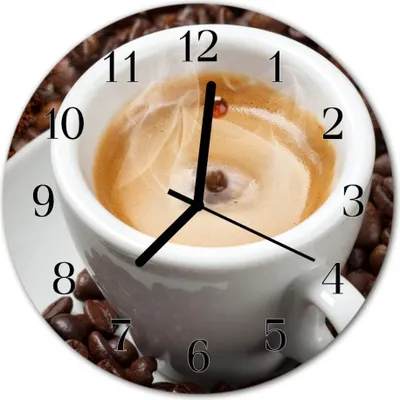 Produktbild von Glasuhr Wanduhr Küchenuhr Echt-Glas 30fi cm Kaffee Tasse braun