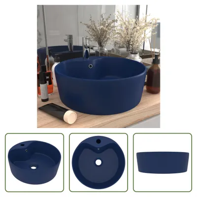 Immagine prodotto di The Living Store Lavabo con troppopieno blu scuro opaco 36x13 cm in Vetroceramica