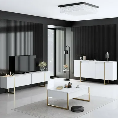 Image de Pignano - Ensemble Meubles Salon, Blanc, Modulable