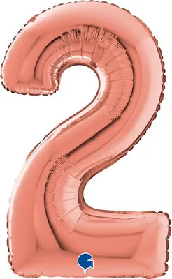 Obrázok produktu pre Fóliový balón č. 2 v ružovo-zlatej farbe – 66 cm Grabo