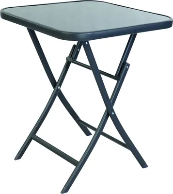 Image de Table de bistrot pliante gris foncé verre / métal 60x60xH70cm