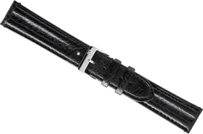 Produktbild von Ersatzband Uhrenarmband Bisonleder Band mit Doppelwulst - schwarz, Stegbreite:22mm
